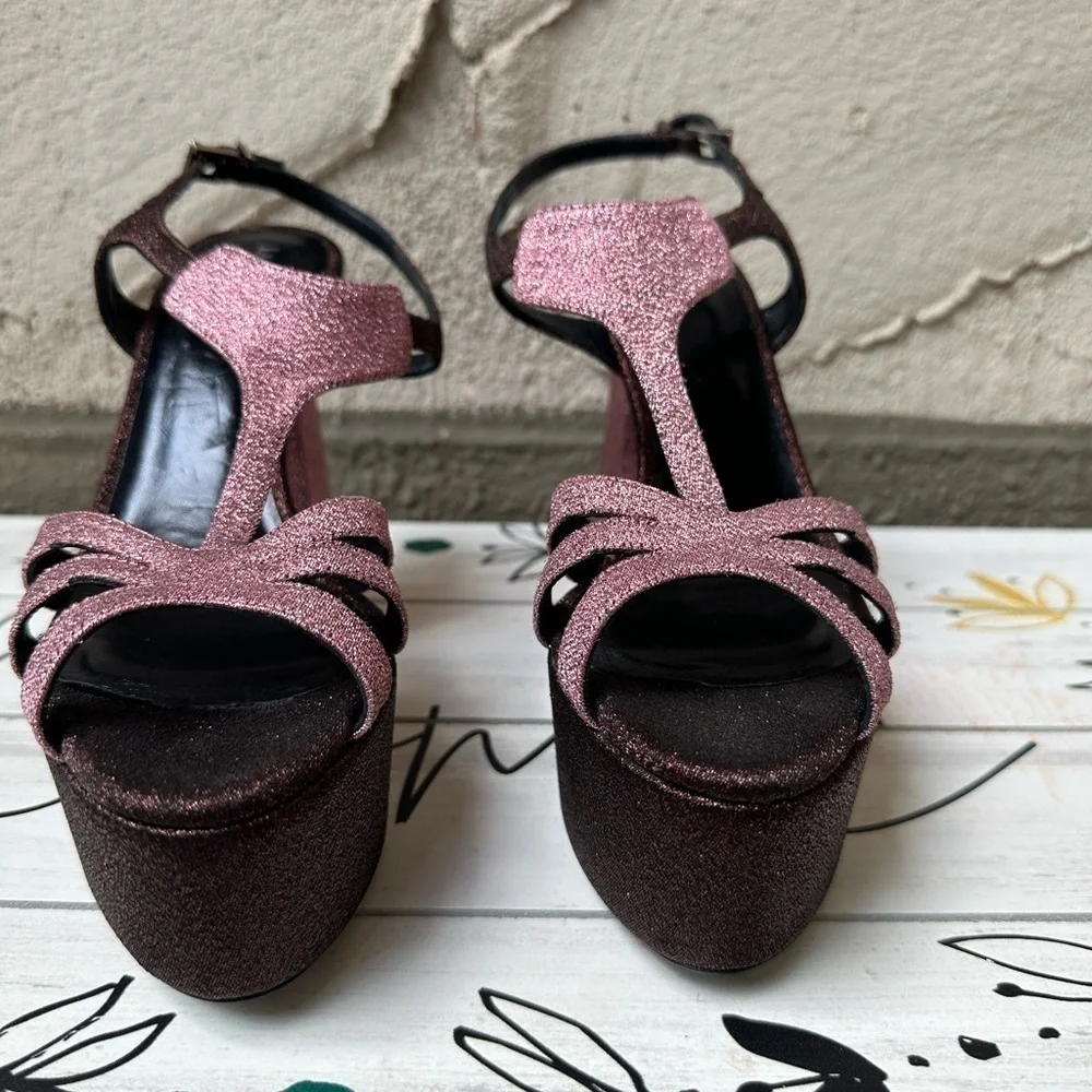 LA PERLA Glitter Platform Sandals size 7
